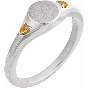 14K Gold, Sterling Silver & Platinum Natural Zircon Signet Ring - Options Available