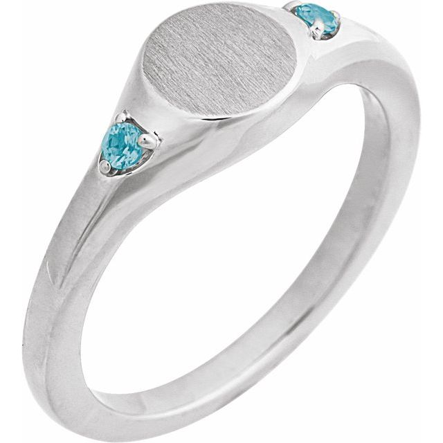14K Gold, Sterling Silver & Platinum Natural Zircon Signet Ring - Options Available