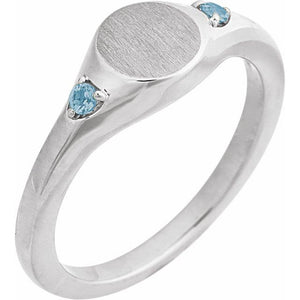 14K Gold, Sterling Silver & Platinum Natural Zircon Signet Ring - Options Available