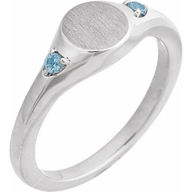 Natural Zircon Signet Ring in 14K Gold, Silver & Platinum
