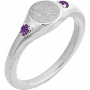 14K Gold Natural Zircon Signet Ring - Options Available