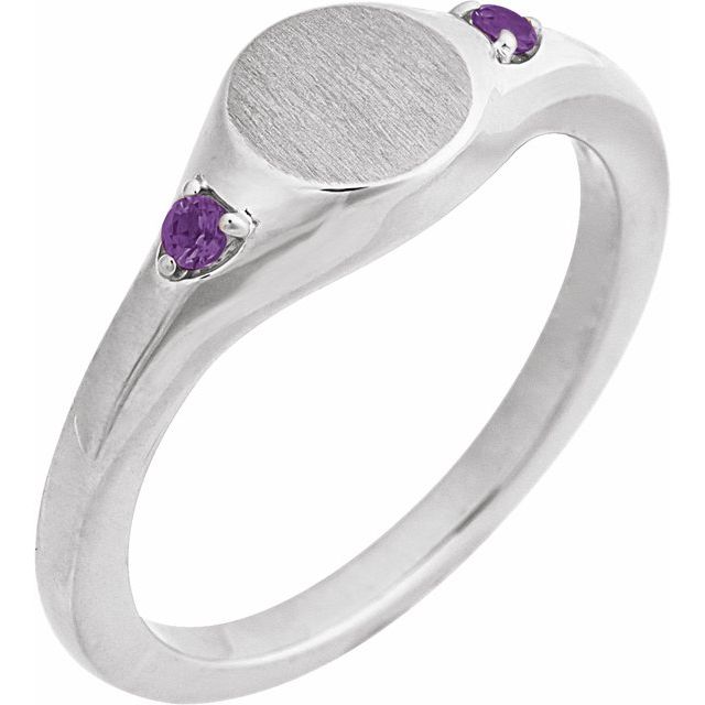 14K Gold, Sterling Silver & Platinum Natural Zircon Signet Ring - Options Available