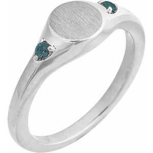 14K Gold, Sterling Silver & Platinum Natural Zircon Signet Ring - Options Available