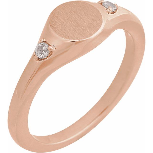 14K Gold Natural Zircon Signet Ring - Options Available