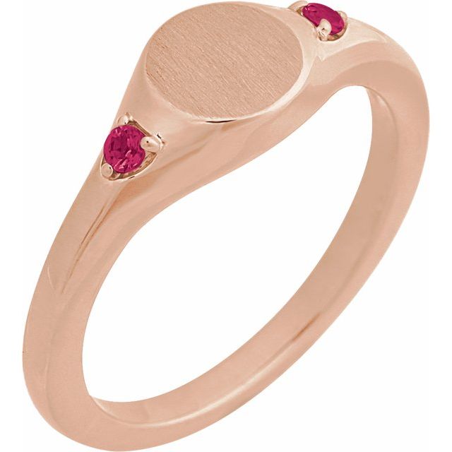 14K Gold Natural Zircon Signet Ring - Options Available