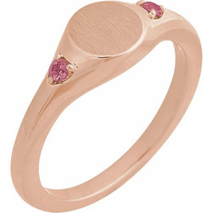 14K Gold Natural Zircon Signet Ring - Options Available