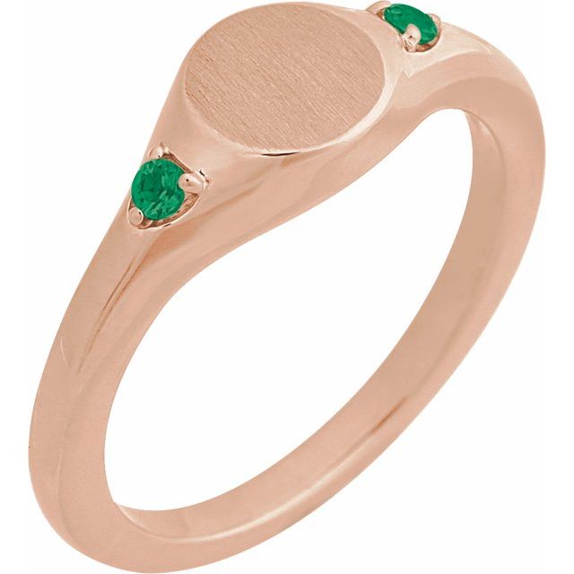 14K Gold Natural Zircon Signet Ring - Options Available