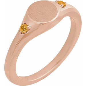 14K Gold Natural Zircon Signet Ring - Options Available