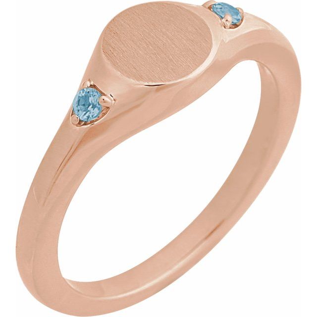 14K Gold, Sterling Silver & Platinum Natural Zircon Signet Ring - Options Available