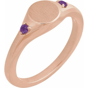 14K Gold Natural Zircon Signet Ring - Options Available