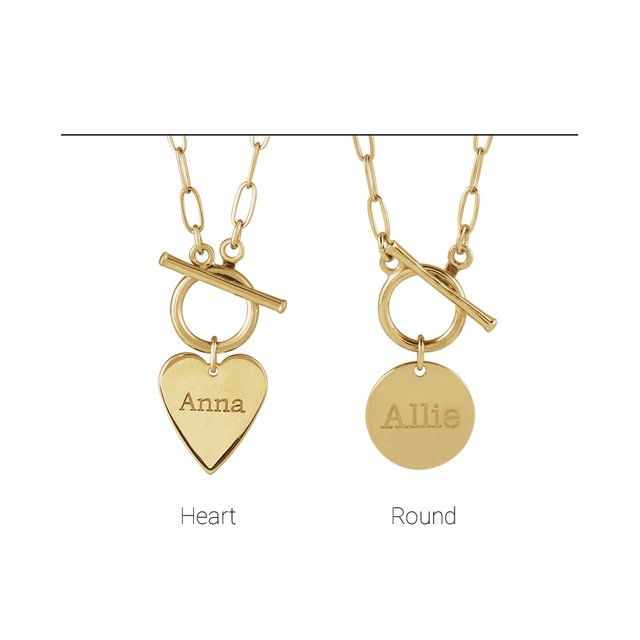 Engravable Heart Toggle Styled Necklace
