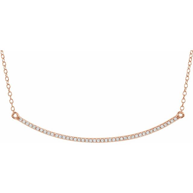 14K Yellow Gold, 16-18" Adjustable Natural Diamond Bar Necklace