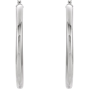 14K White Gold 15 mm Polished Tube Hoop Earrings
