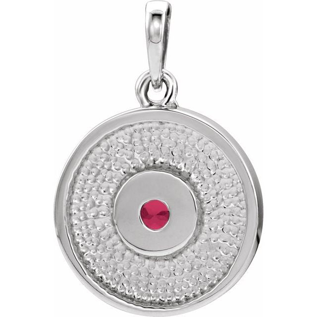 14K Gold Natural Ruby Disc Pendant