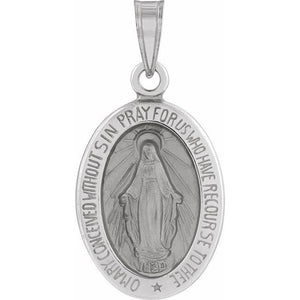 14K Gold Oval Hollow Miraculous Medal - Options Available