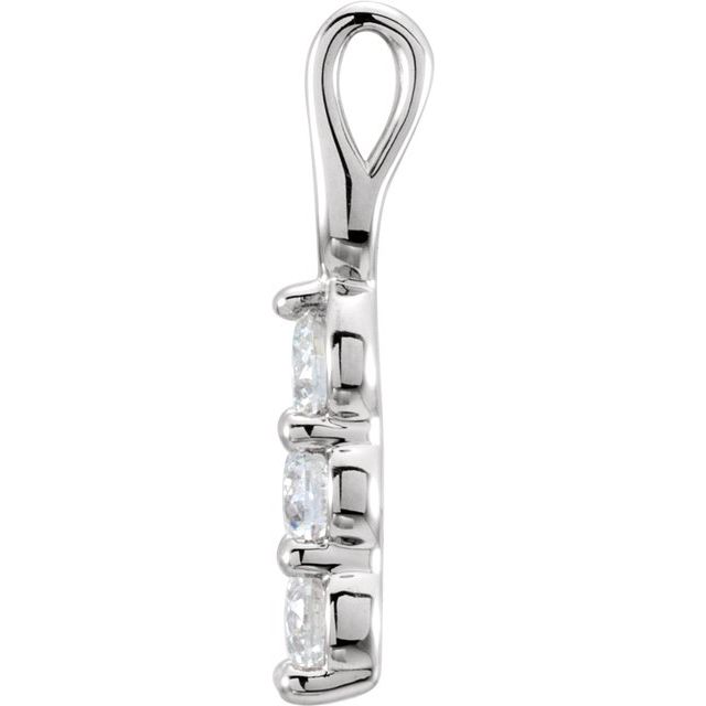 14K Gold Natural Diamond 3-Stone Pendant