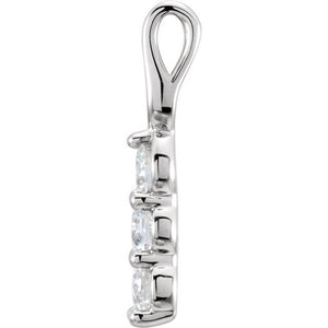 14K Gold Natural Diamond 3-Stone Pendant