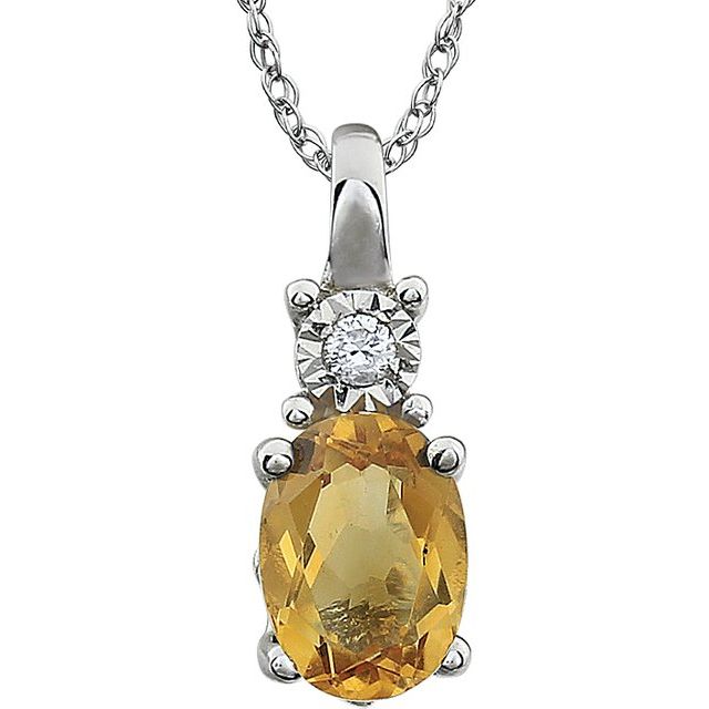 1/100 CTW Natural Amethyst and Diamond Necklace in 14K Gold