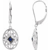 Sterling Silver Lever Back Earrings with Natural Blue Sapphires