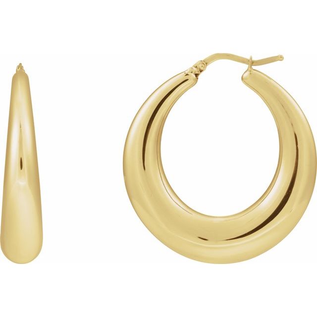 14K Gold Electroform Puffed Hoop Earrings