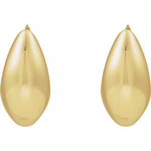 14K Yellow Gold 25.1 mm Tapered Hoop Earrings - Elegant Design
