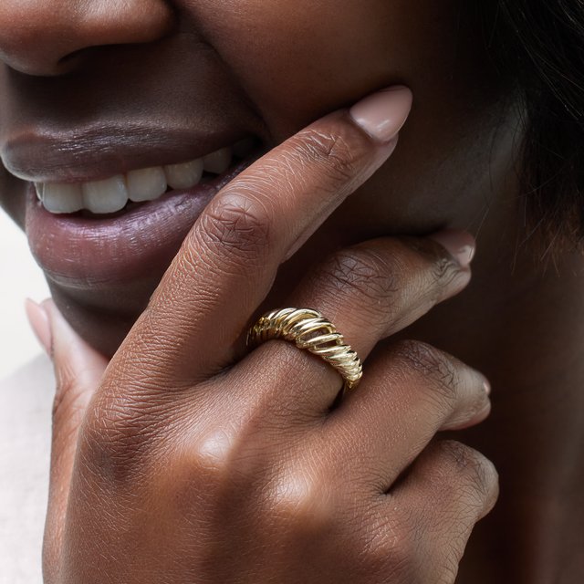 14K Gold Wrap Dome Ring - Polished Design