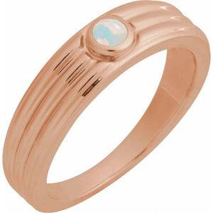 Natural Turquoise Cabochon Solitaire Ring in 14K Gold, Silver & Platinum