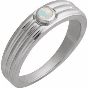 Natural Turquoise Cabochon Solitaire Ring in 14K Gold, Silver & Platinum