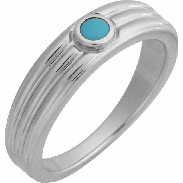 Natural Turquoise Cabochon Solitaire Ring in 14K Gold, Silver & Platinum