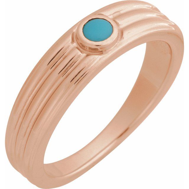 Natural Turquoise Cabochon Solitaire Ring in 14K Gold, Silver & Platinum