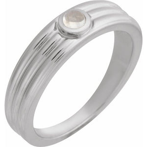 Natural Turquoise Cabochon Solitaire Ring in 14K Gold, Silver & Platinum