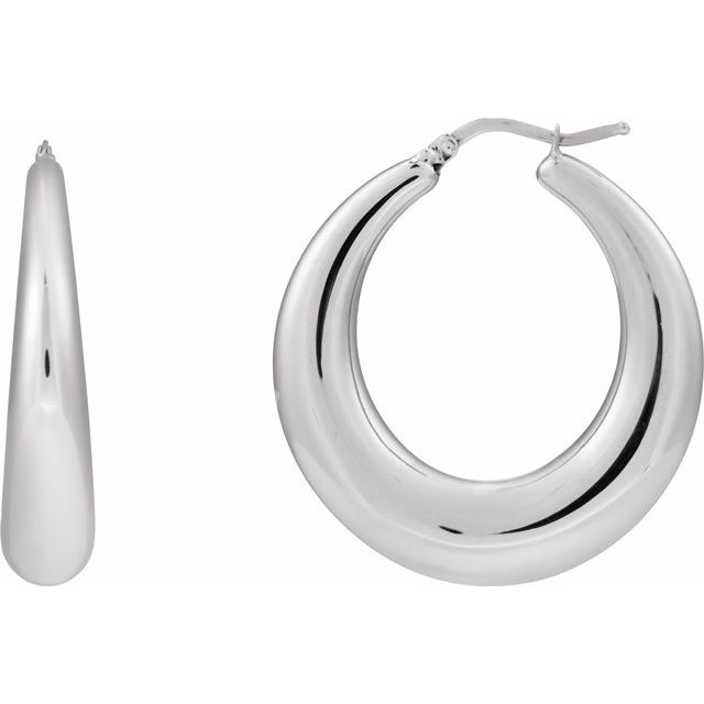 14K Gold Electroform Puffed Hoop Earrings