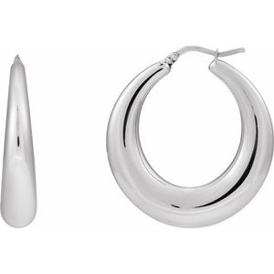 14K Gold Electroform Puffed Hoop Earrings