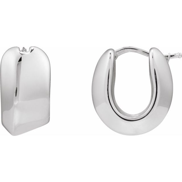 14K Gold Electroform Puffed Hoop Earrings