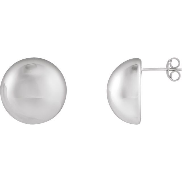 14K Gold Electroform Round Domed Earrings