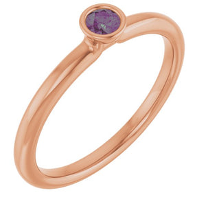 Gemstone Stackable Ring in 14K Gold, Silver & Platinum