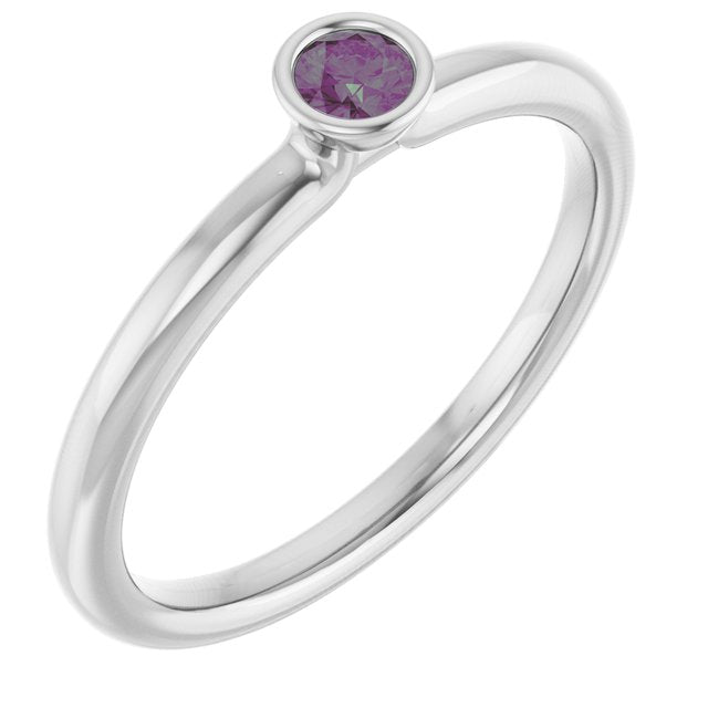 Gemstone Stackable Ring in 14K Gold, Silver & Platinum
