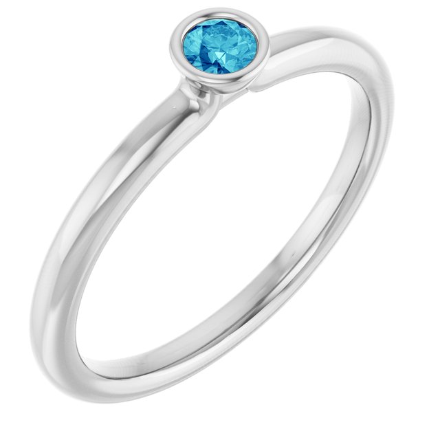Gemstone Stackable Ring in 14K Gold, Silver & Platinum