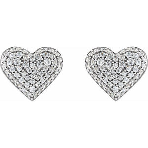 1/2 Ctw Natural Diamond Puffed Heart Earring