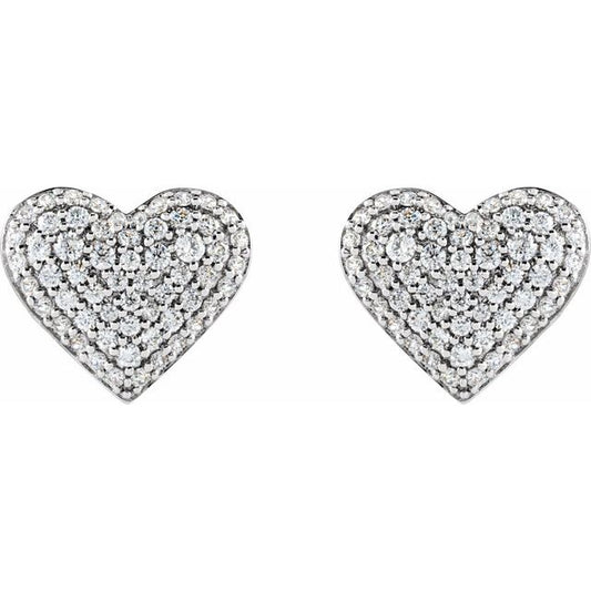 1/2 Ctw Natural Diamond Puffed Heart Earring