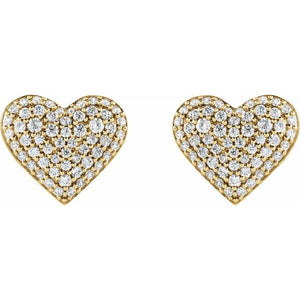 1/2 Ctw Natural Diamond Puffed Heart Earring