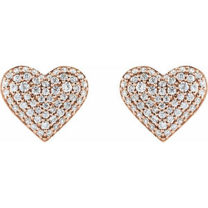 1/2 Ctw Natural Diamond Puffed Heart Earring