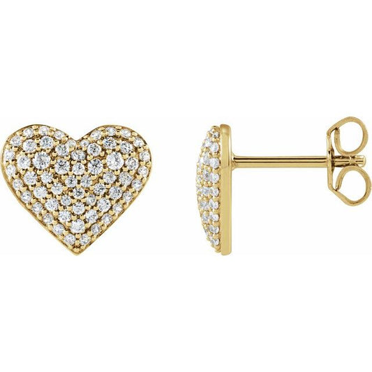 1/2 Ctw Natural Diamond Puffed Heart Earring