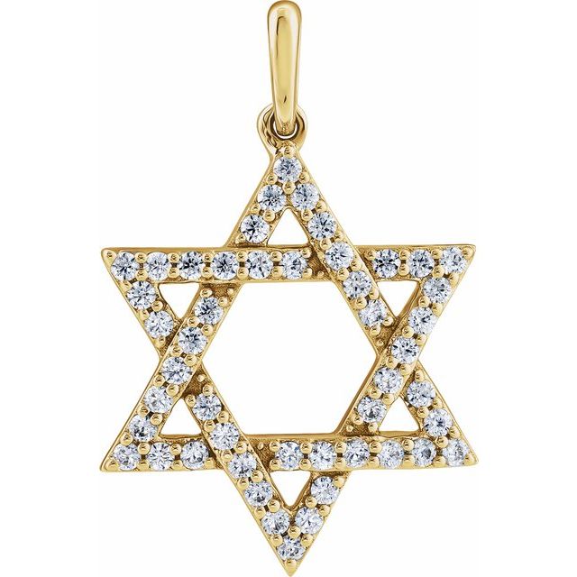 14K Gold Natural Diamond Star Of David Pendant - Options Available