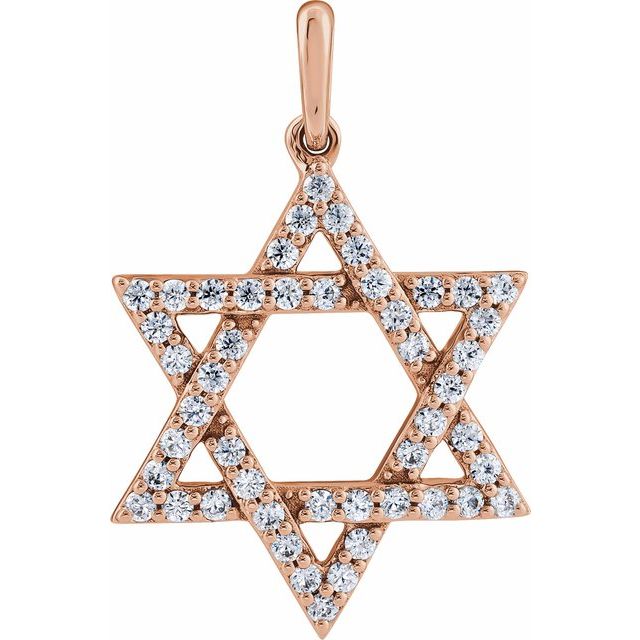3/8 CTW Natural Diamond Star Of David Pendant Set in 14K Gold