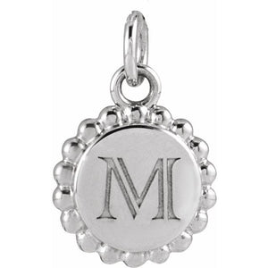 14K Gold Engravable Round Beaded Pendant