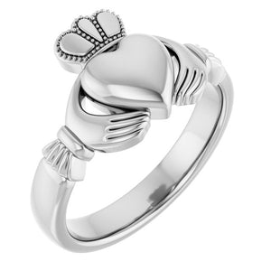 Claddagh Standard-Fit Band Crafted in 14K Gold, Silver & Platinum