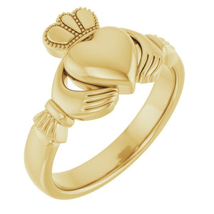 14K Gold, 18K Gold, Sterling Silver & Platinum Claddagh Standard-Fit Band - Options Available