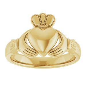 14K Gold, 18K Gold, Sterling Silver & Platinum Claddagh Standard-Fit Band - Options Available