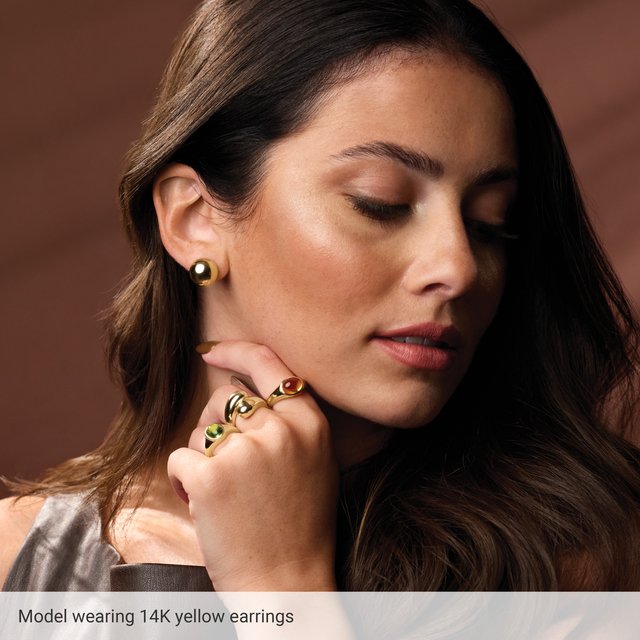 14K Gold Electroform Domed Drop Earrings